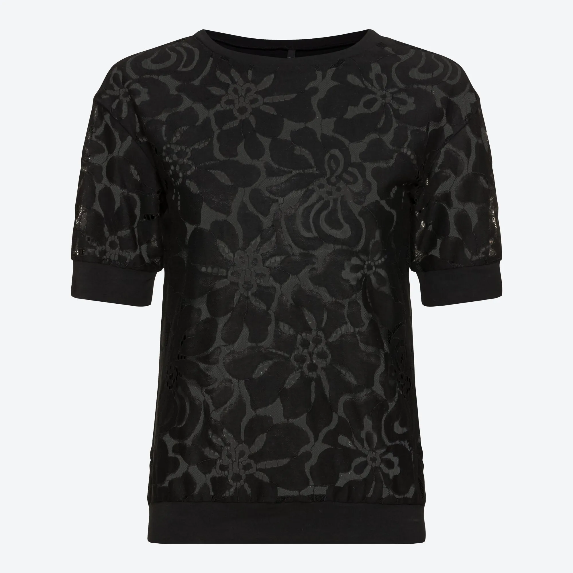 Damen-T-Shirt mit großem Spitzeneinsatz