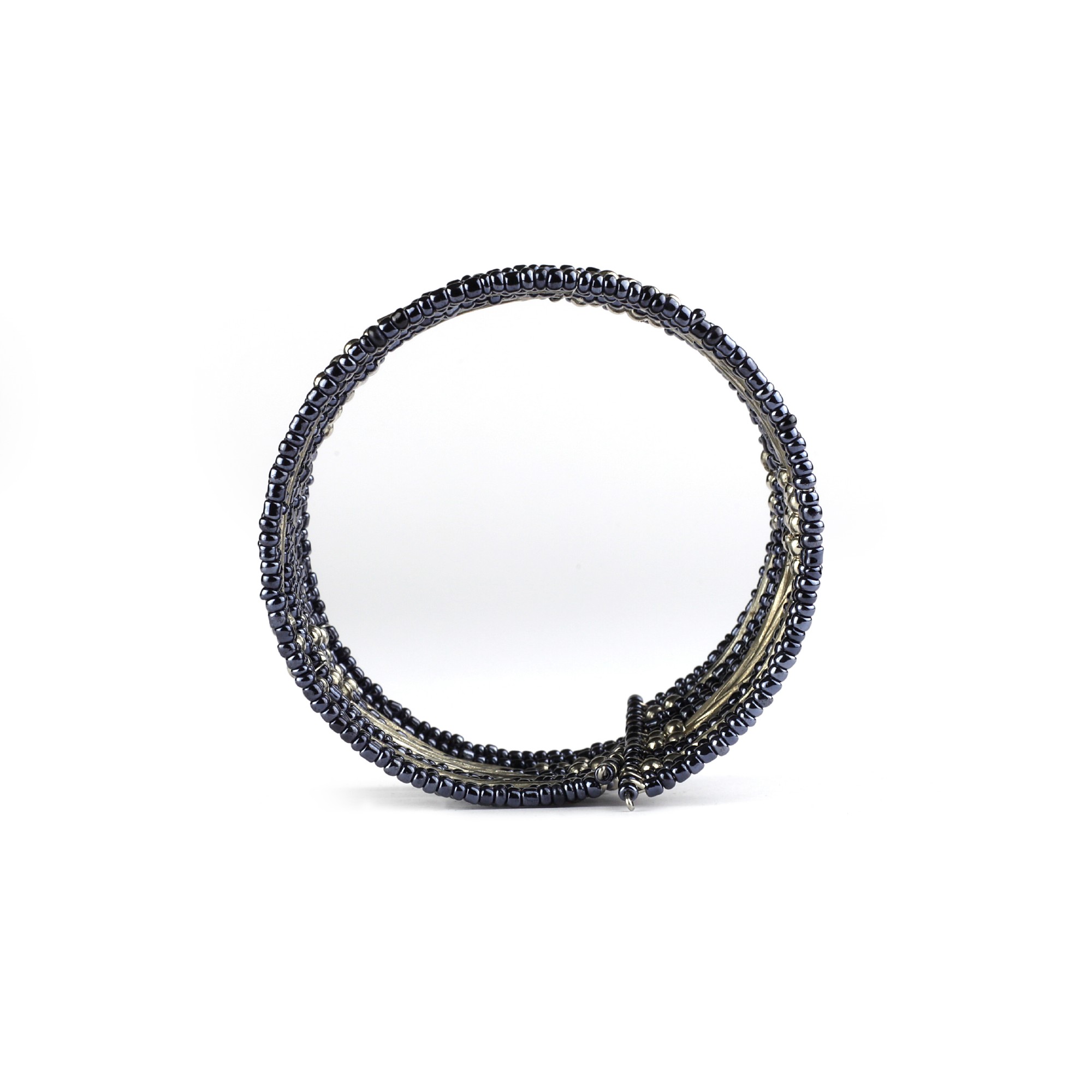 Armreif aus Glasperlen, blau, silber, B 5 cm, Ø 8,5 cm günstig bestellen