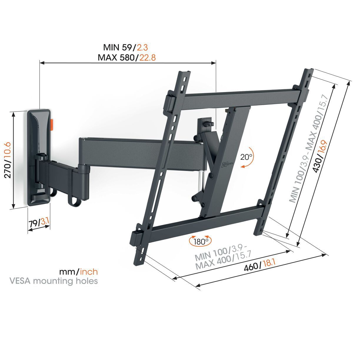 Vogels COMFORT Full Motion+ TV veggfeste TVM3445 (sort)