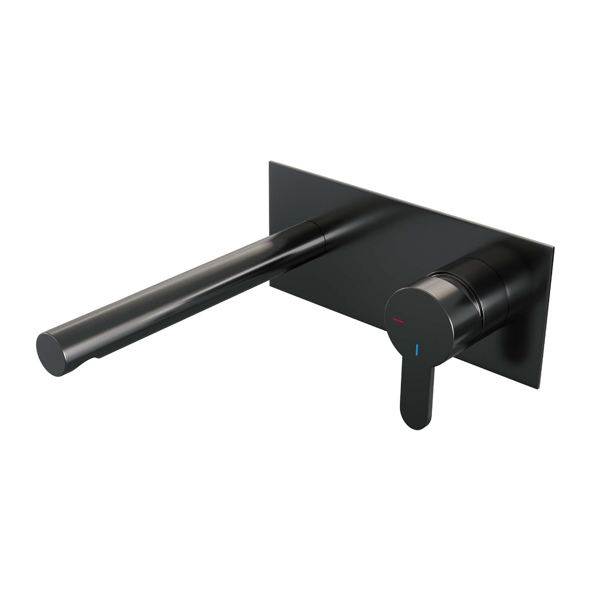 Brauer Gunmetal Edition ColdStart wastafelkraan inbouw rechte uitloop met achterplaat model D1 gunmetal geborsteld PVD