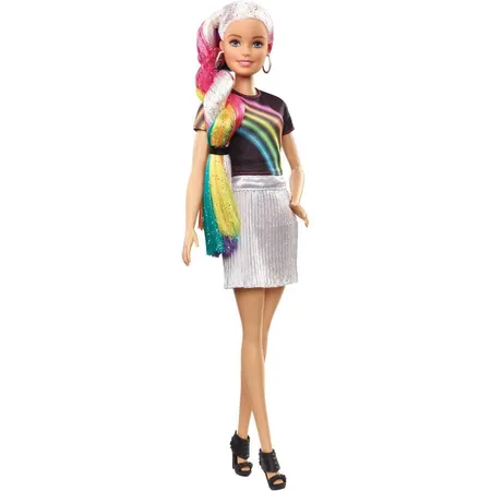 Barbie Regenbogen Glitzerhaar Puppe mit Zubehör
