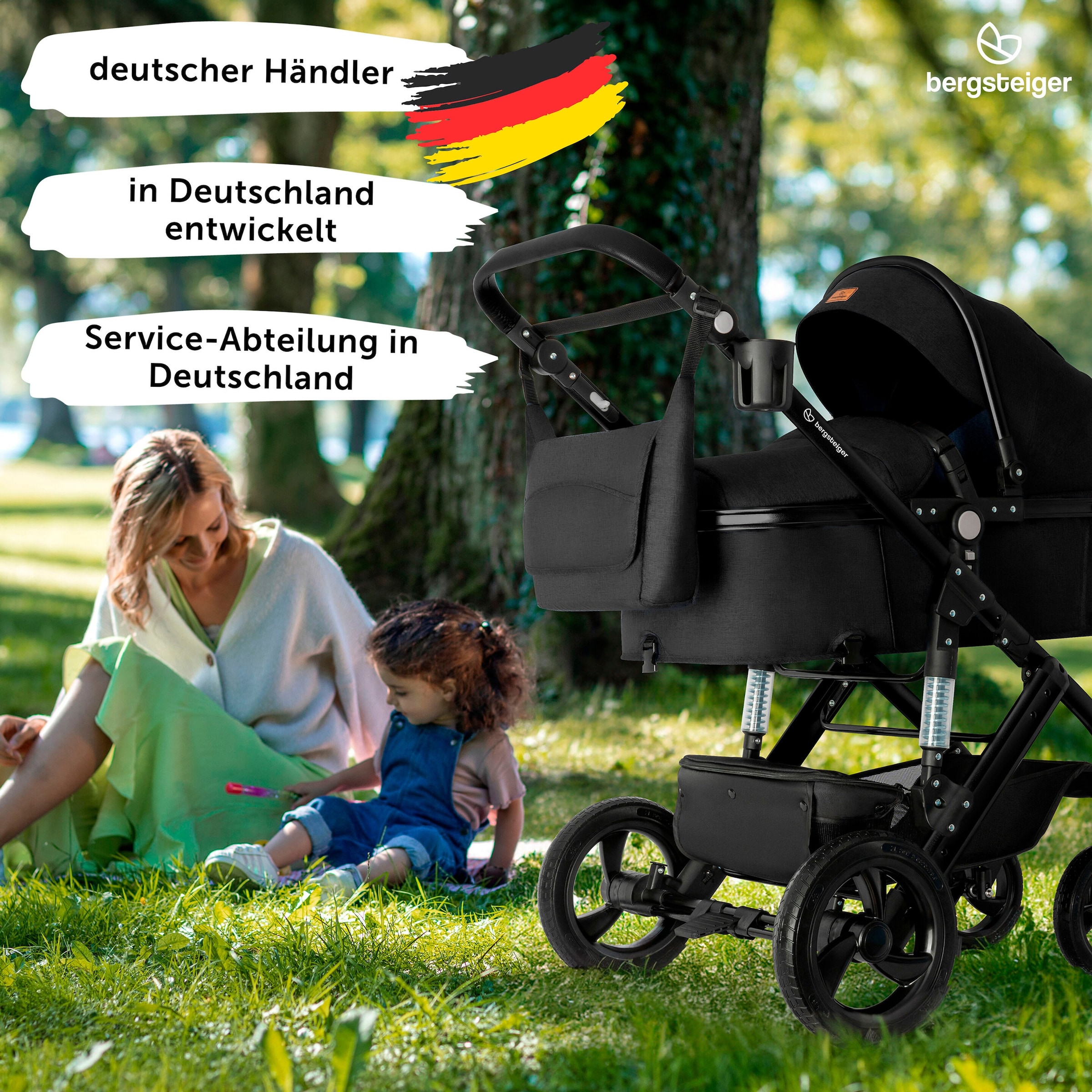 Bergsteiger Kinderwagen Nizza black | Gestell: black