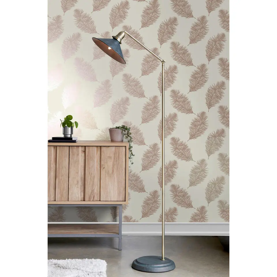 Dutch Wallcoverings - Indulgence Feather cream/rose/gold -0,53x10,05m