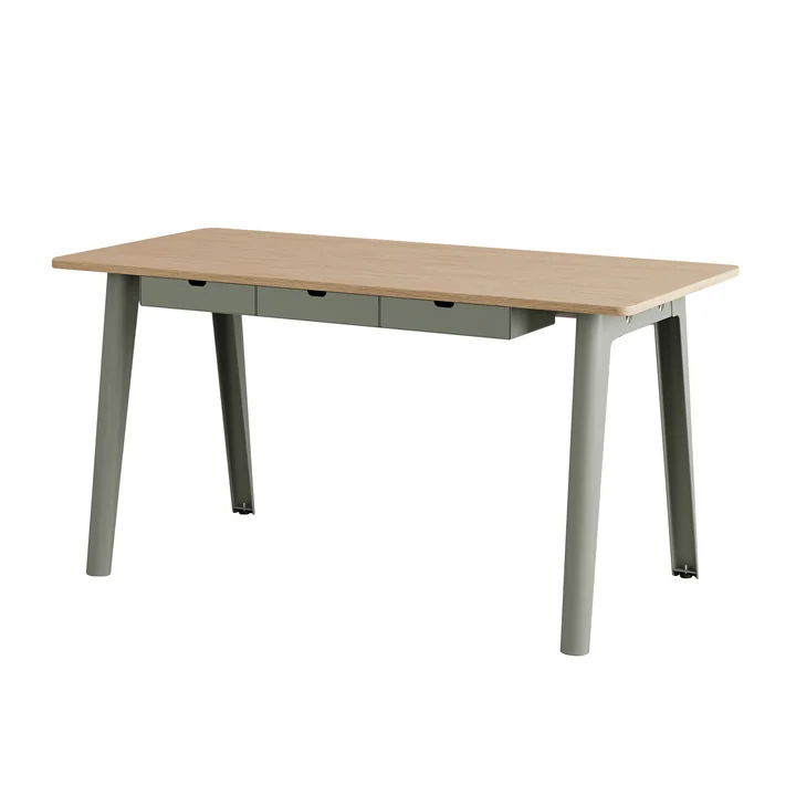 TipToe - NEW MODERN Schreibtisch mit Schubladen, 75 x 150 cm, Birke / eucalyptus grey