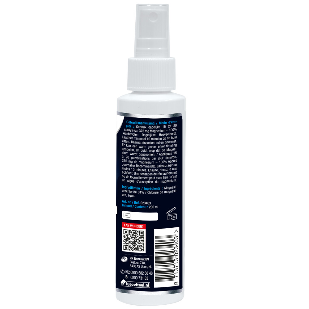 Lucovitaal Spray Magnesium Spierolie200 ml