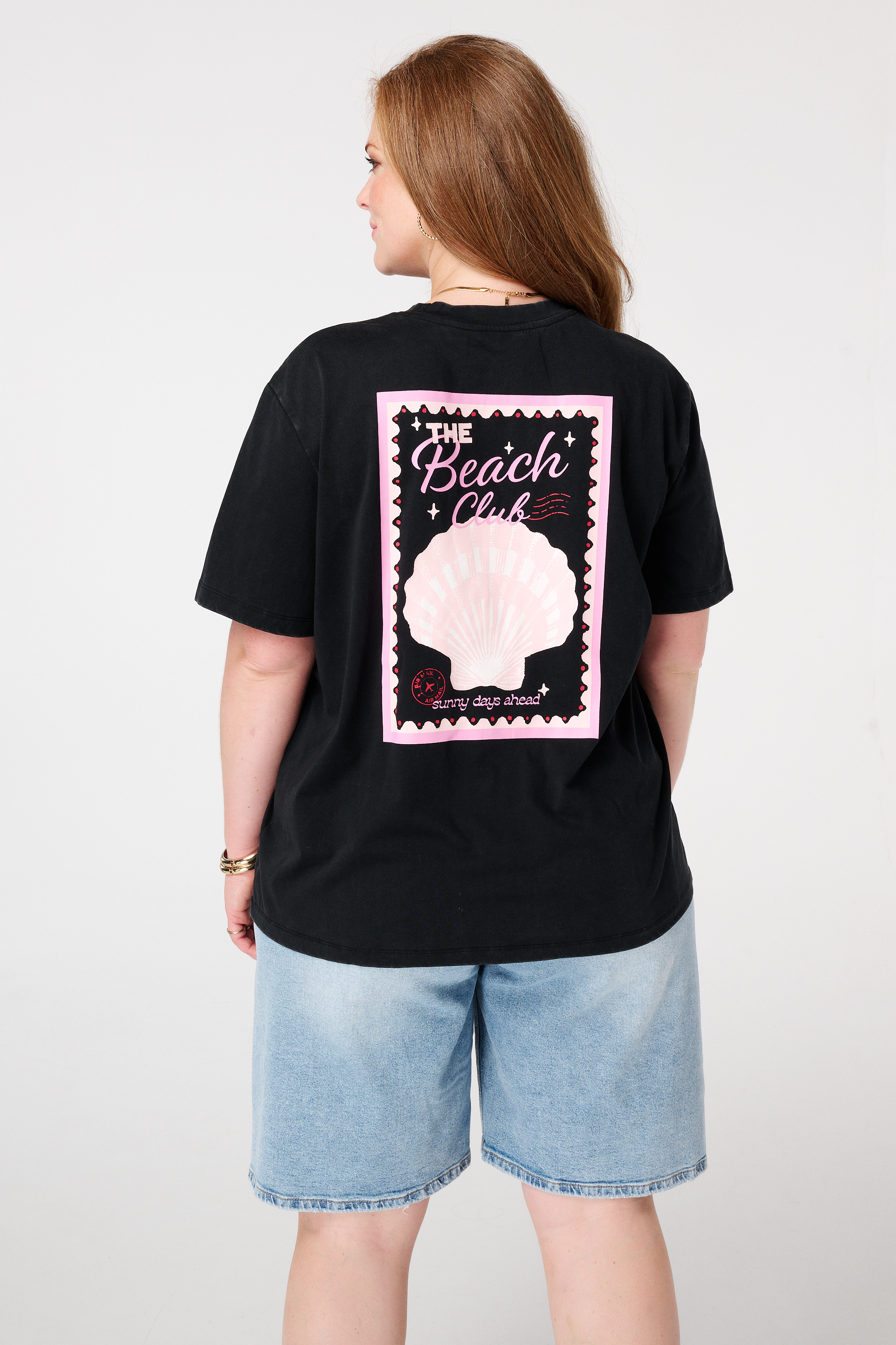 T-shirt met zomerse print Zwart