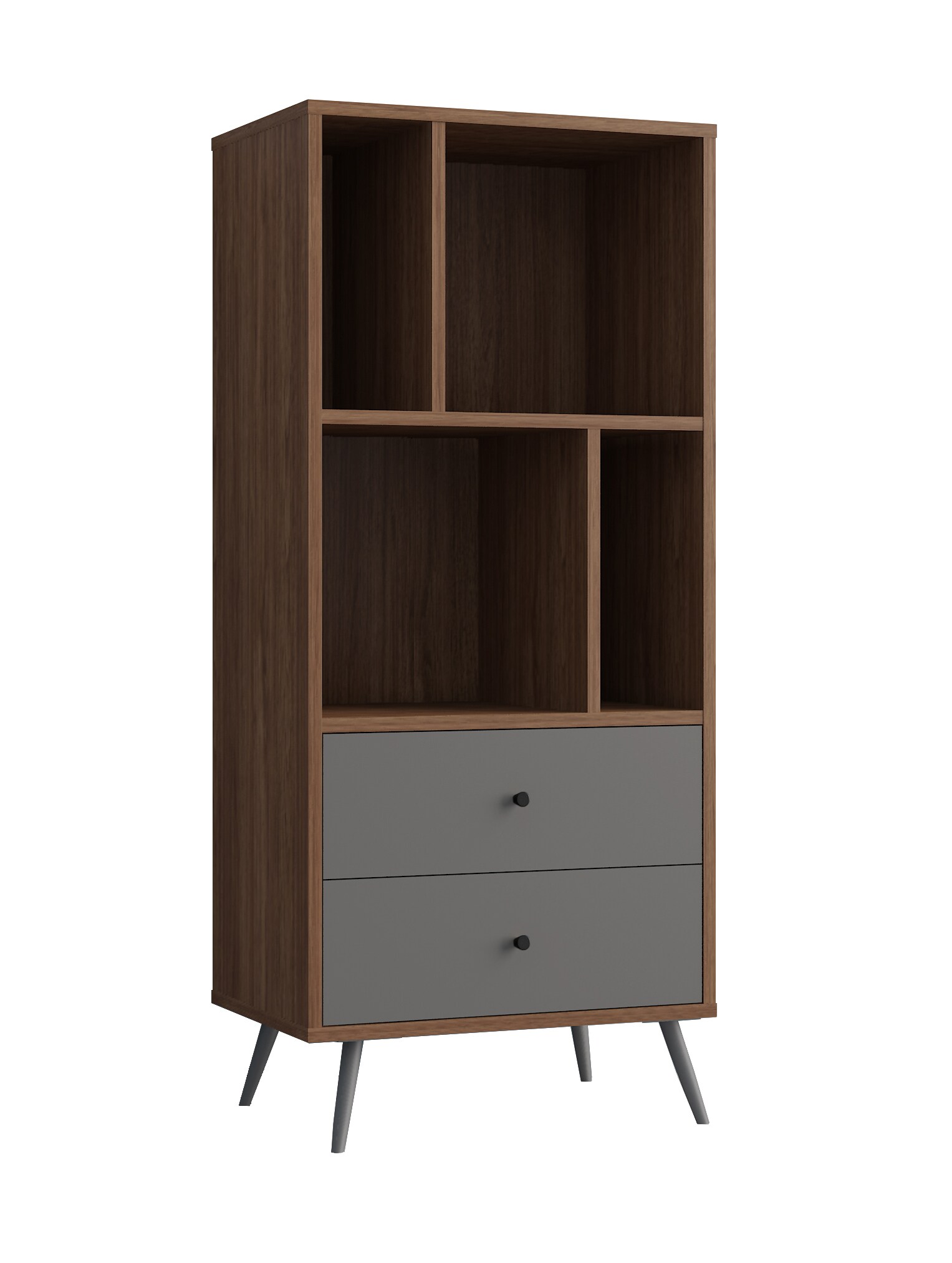 Bücherregal Walnuss Grau Standregal Wohnzimmer Regal