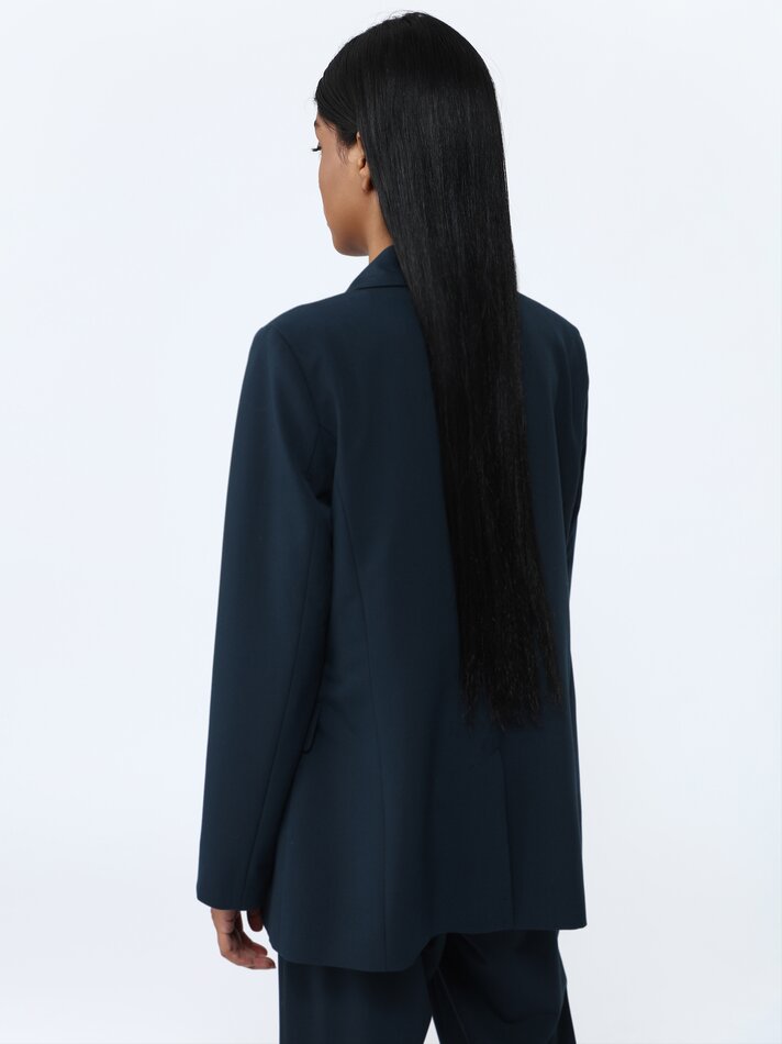 Blazer com lapela entalhada - Azul Petróleo