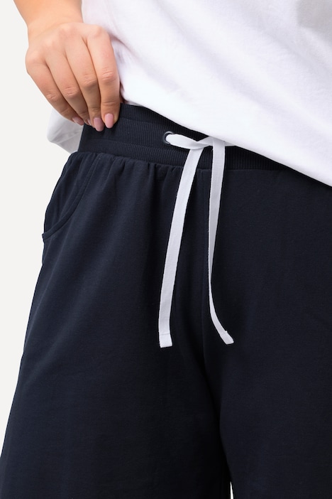 Jerseyshorts, weites Bein, Elastikbund, Bindeband