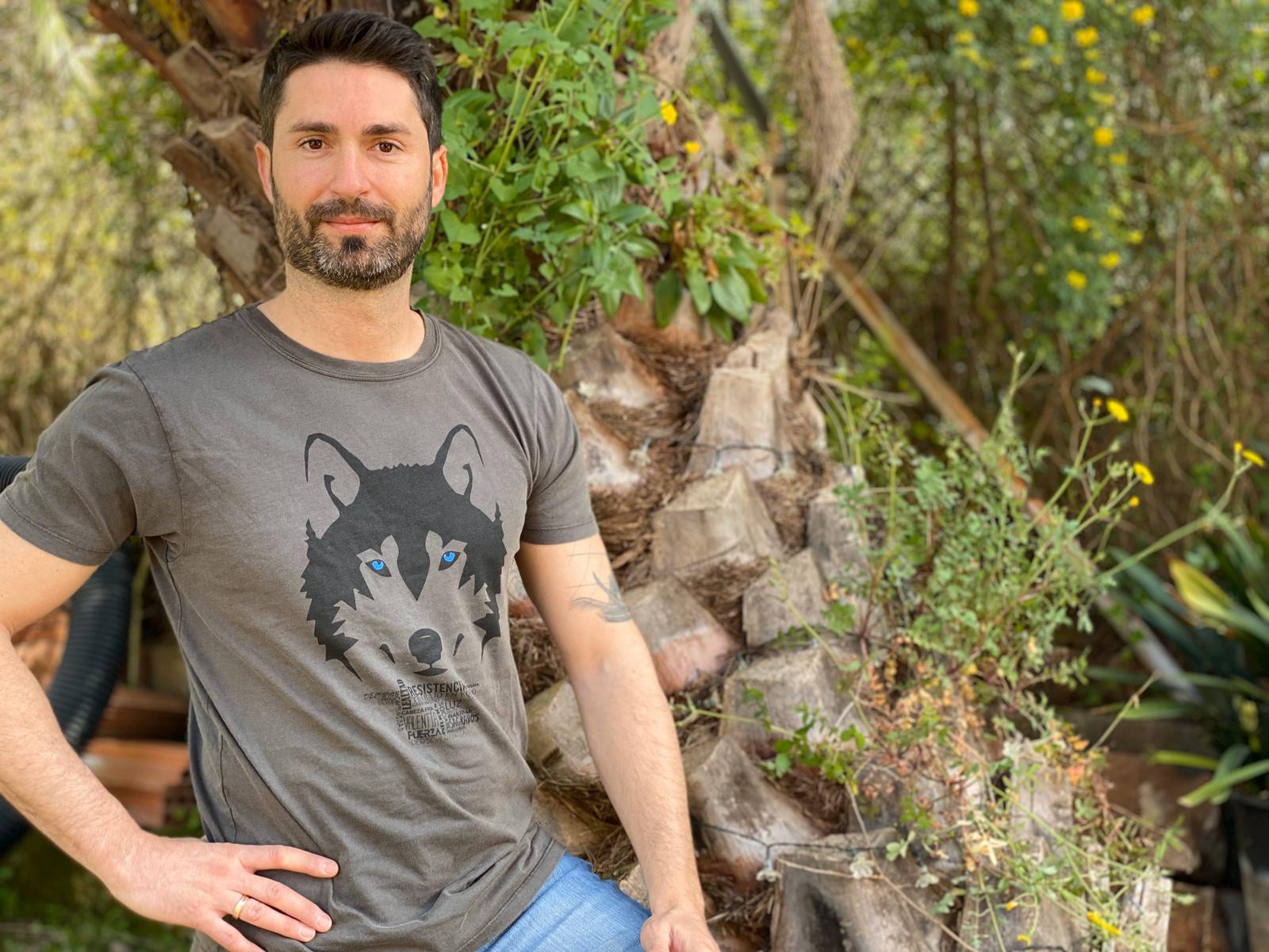 Camiseta masculina Wolf, cinza
