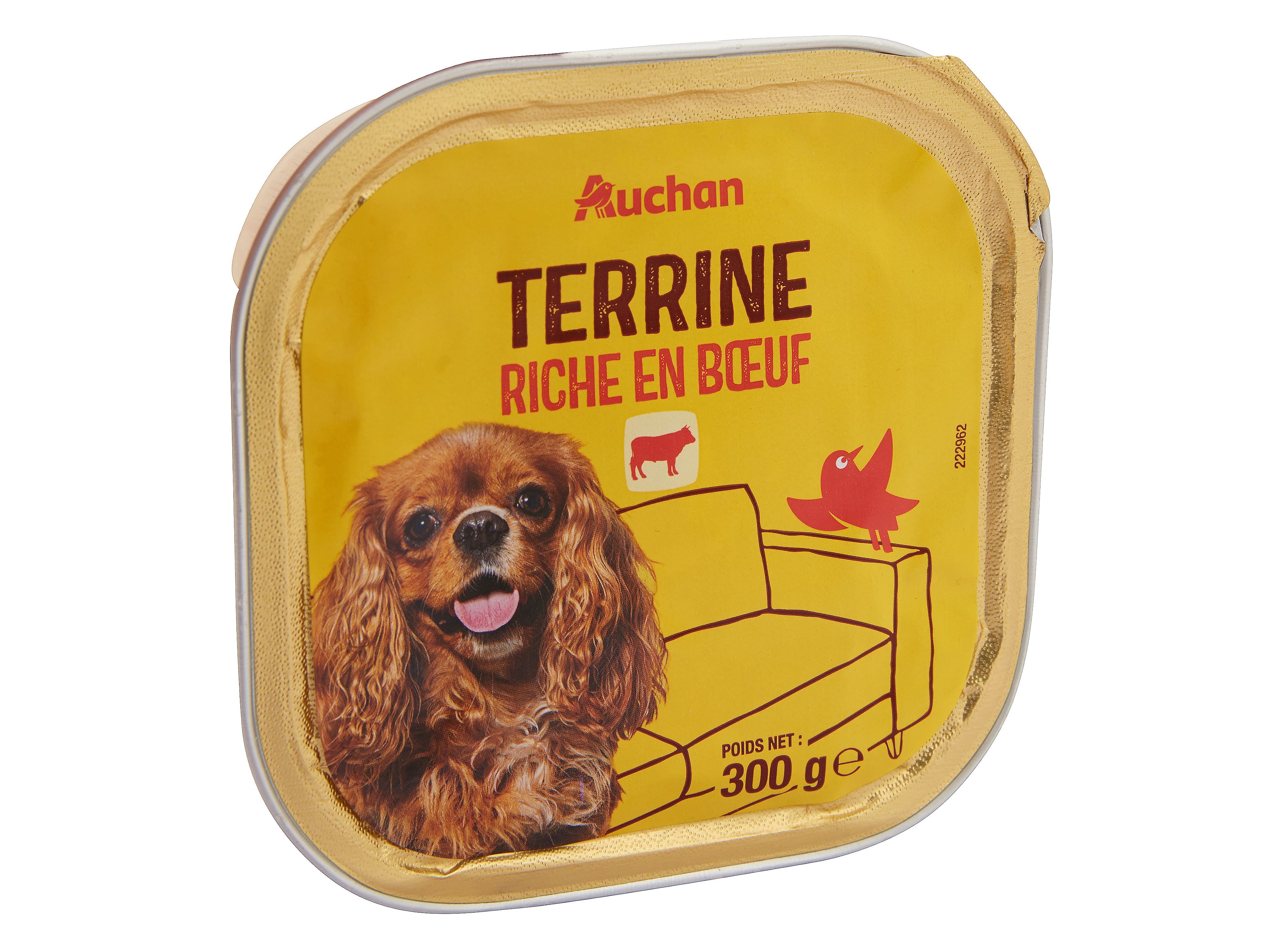 COMIDA HÚMIDA PARA CÃO AUCHAN TERRINA RICO EM VACA 300G