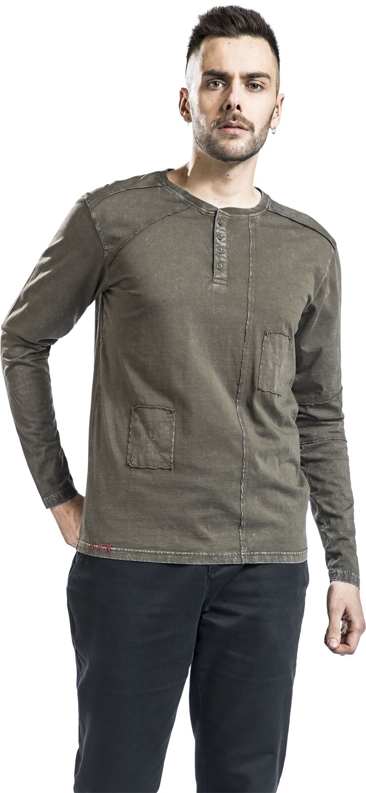 Haut Manches Longues Délavage Usé | Rock Rebel by EMP T-shirt manches longues