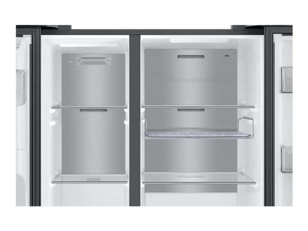 Samsung Family Hub RS6HA8891B1 - Køleskab/fryser - side-by-side med vanddispenser, isdispenser - Wi-Fi - bredde: 91.2 cm - dybde: 71.6 cm - højde: 178 cm - 614 liter - Klasse E - premium sort stål/sort