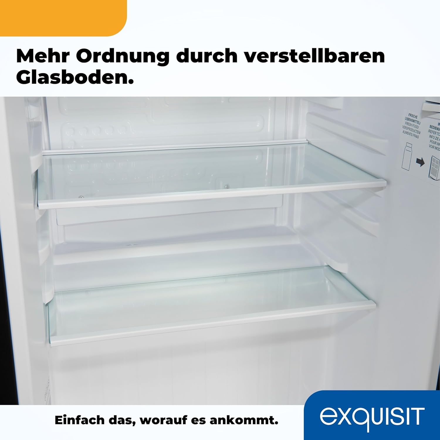 Exquisit Mini Kühlschrank KB60-V-090E schwarz | 52 l Nutzinhalt | LED-Innenbeleuchtung | Glasablagen | 45cm Breite