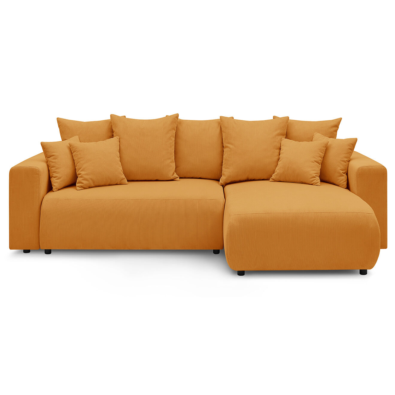 Bobochic Canapé d'angle convertible reversible velours côtelé Envy jaune - 282x153x95 cm