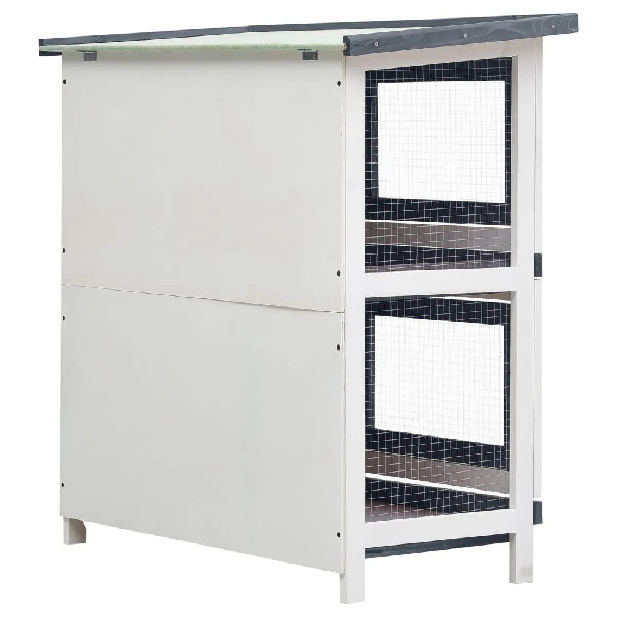 Helloshop26 Clapier extérieur 4 portes 90 x 45 x 90 cm Gris