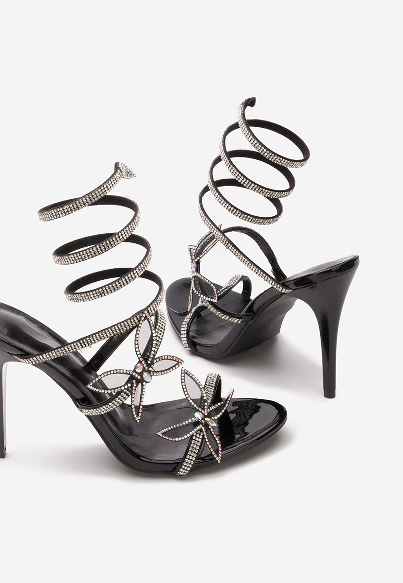 Sandales élégantes à talon noires Synthia