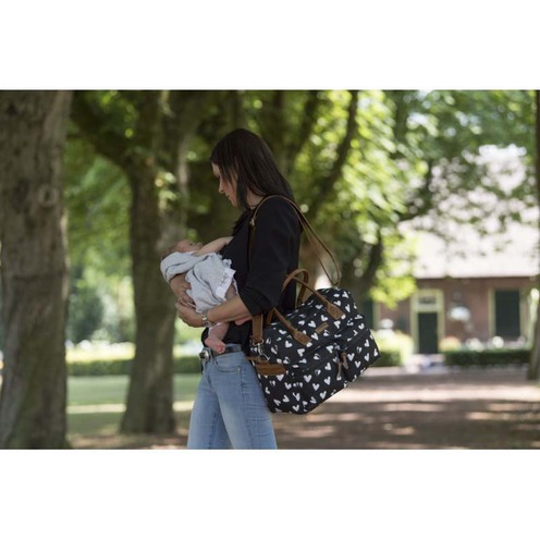 Sac à langer Black & White Coeurs - KIDZROOM