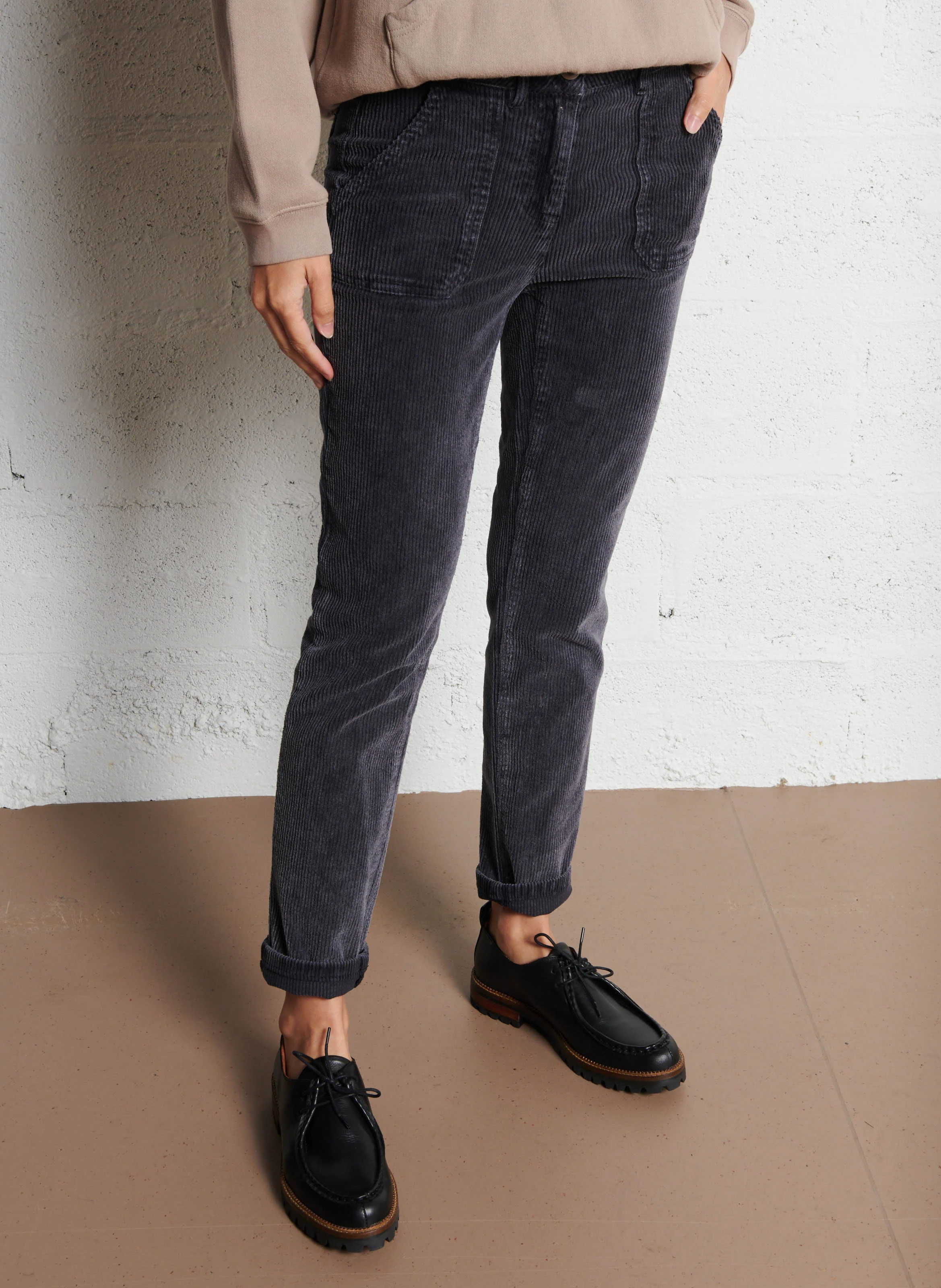 NALLA - Pantalon chino en coton mélangé | Gris