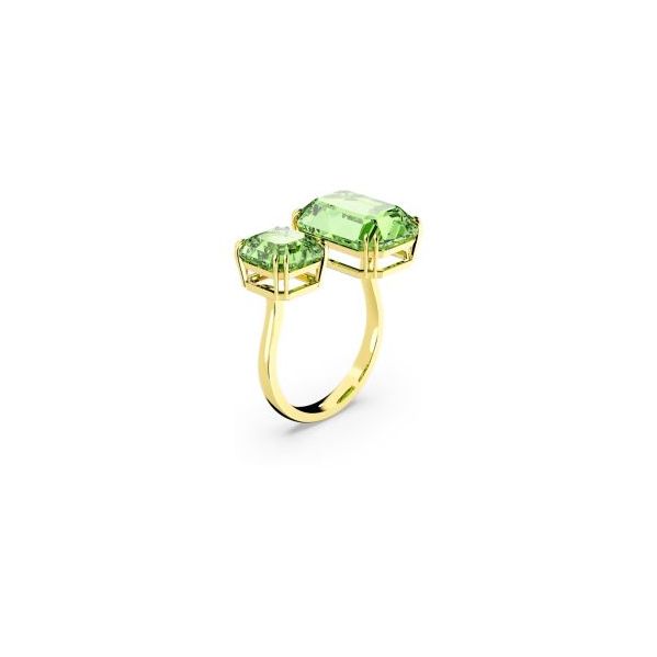 Swarovski Anel Millenia Lapidação Octogonal Verde Lacado a Dourado 52
