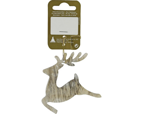 Kerstdecoratie hangend hert hout natuurlijk