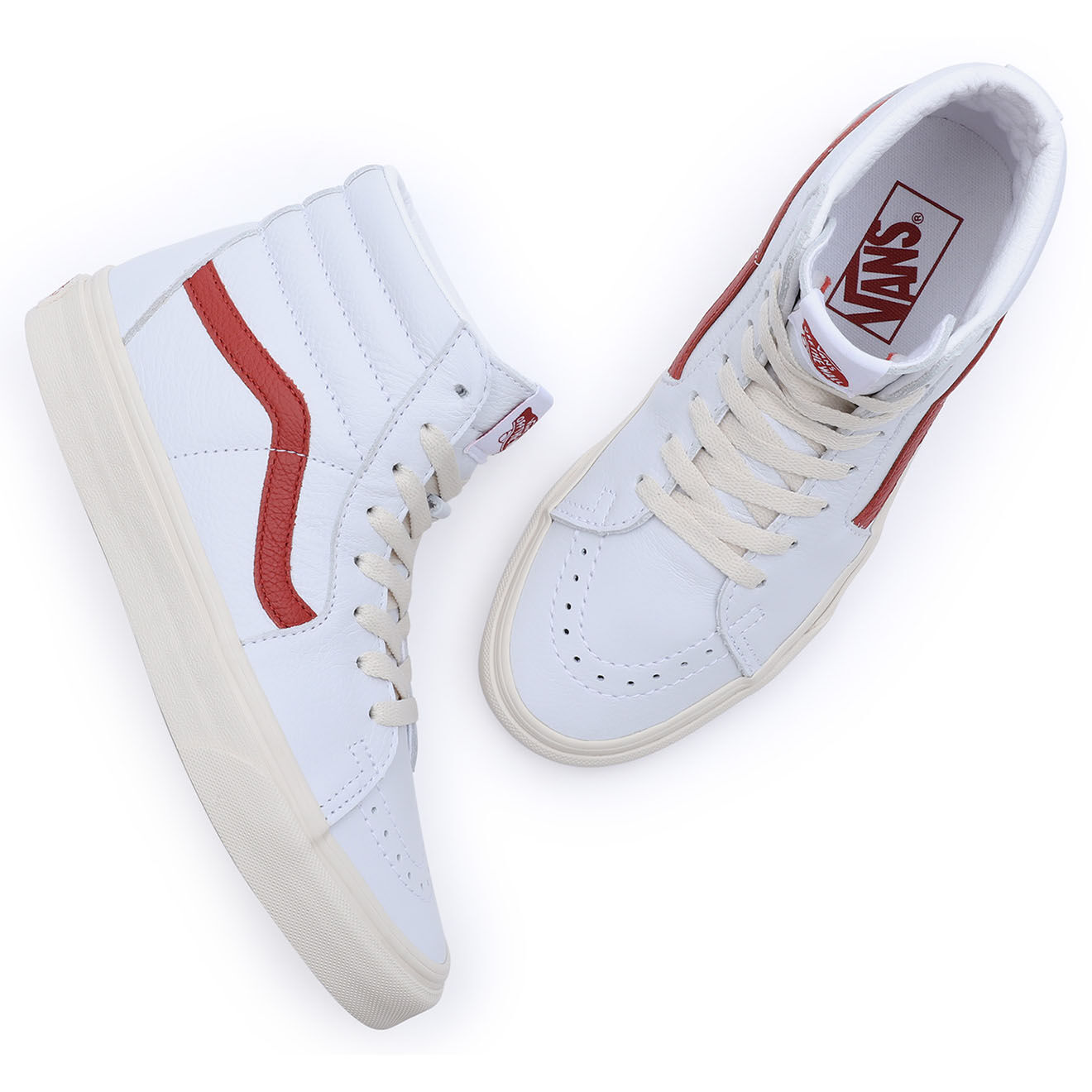 Vans Baskets en Cuir SK8-Hi blanc/rouge
