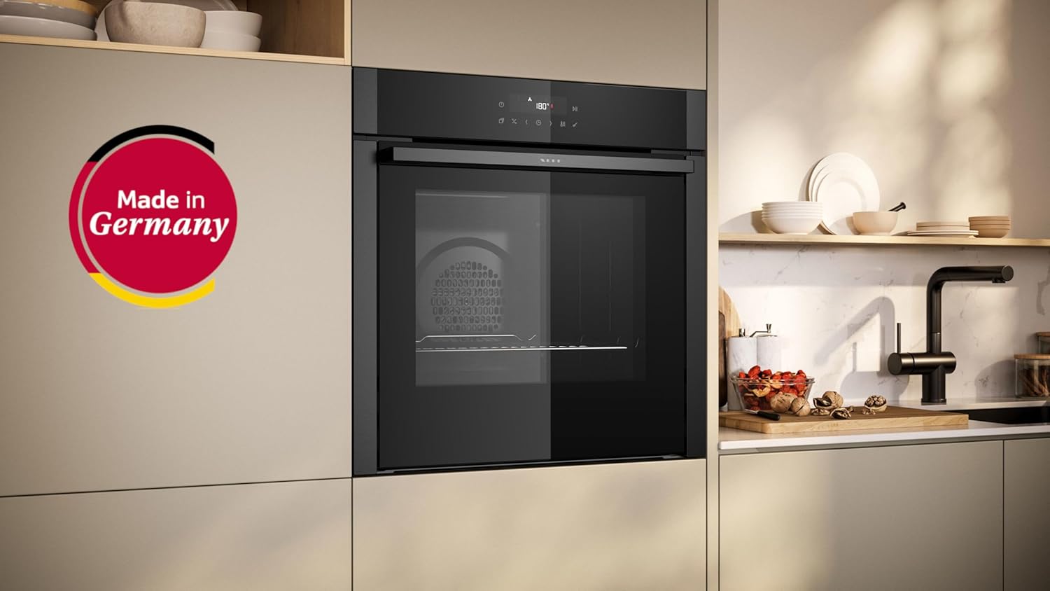 NEFF B5ACJ7HG3, N50, Einbau-Backofen, Slide and Hide, Made in Germany, LED Touch Control, Air Fry und Air Fry-Backblech, 7 Beheizungsarten, 3D Heißluft, CircoTherm, EasyClean, Pyrolyse, Graphite Grey