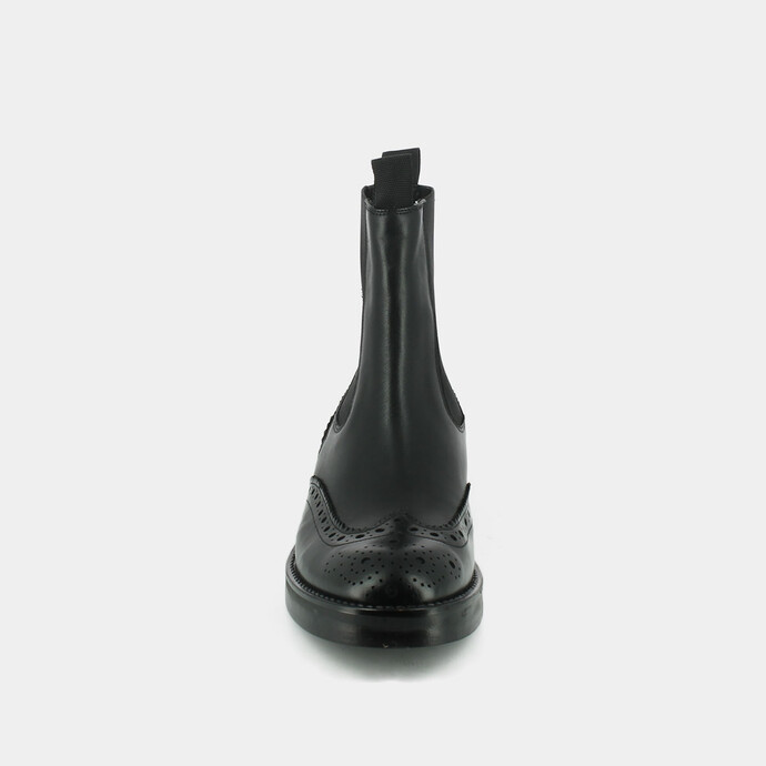 Boots à élastiques et surpiqûres  en cuir noir