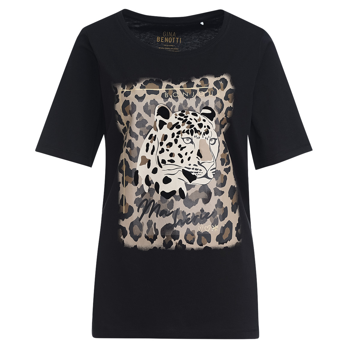 Gina Benotti Damen T-Shirt mit großem Print schwarz