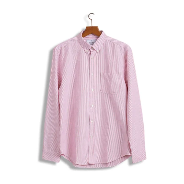 Portuguese Flannel Chemise Rayée Oxford Belavista  | Rouge