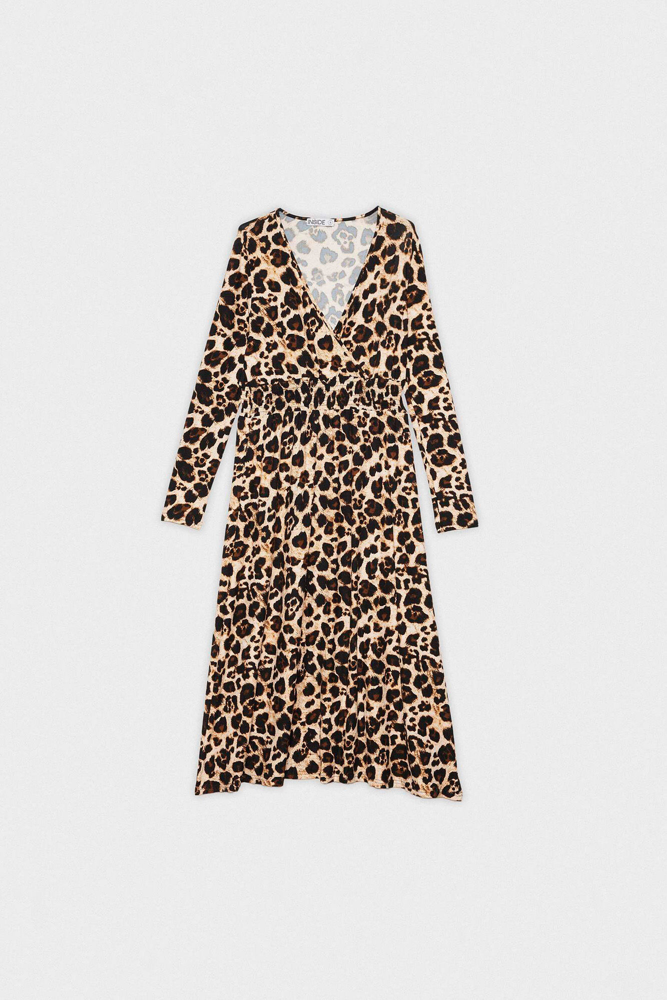 Vestido midi com estampa animal