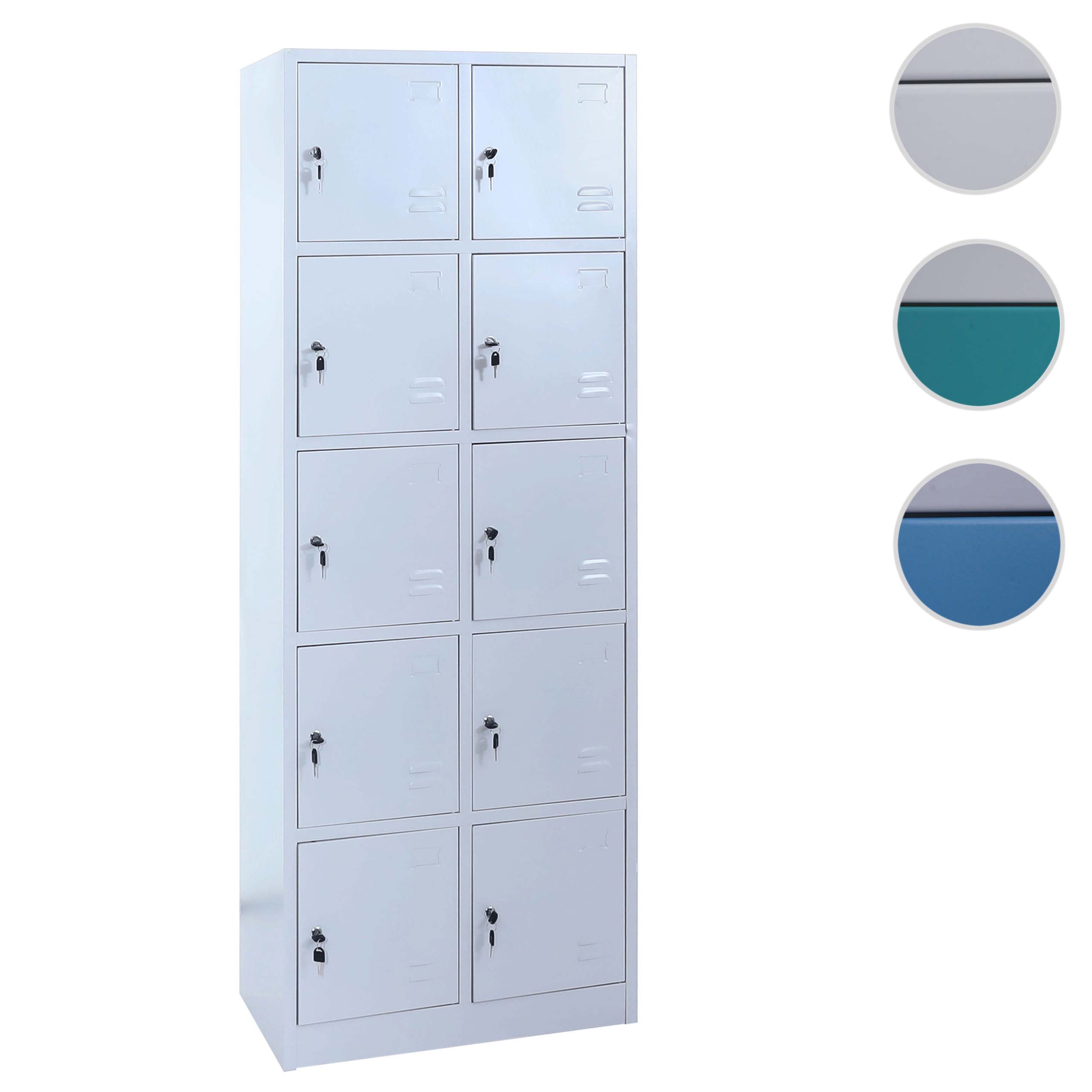 Schließfachschrank MCW-L58, Aktenschrank Büroschrank Mehrzweckschrank, abschließbar Metall 185x70x40cm ~ grau