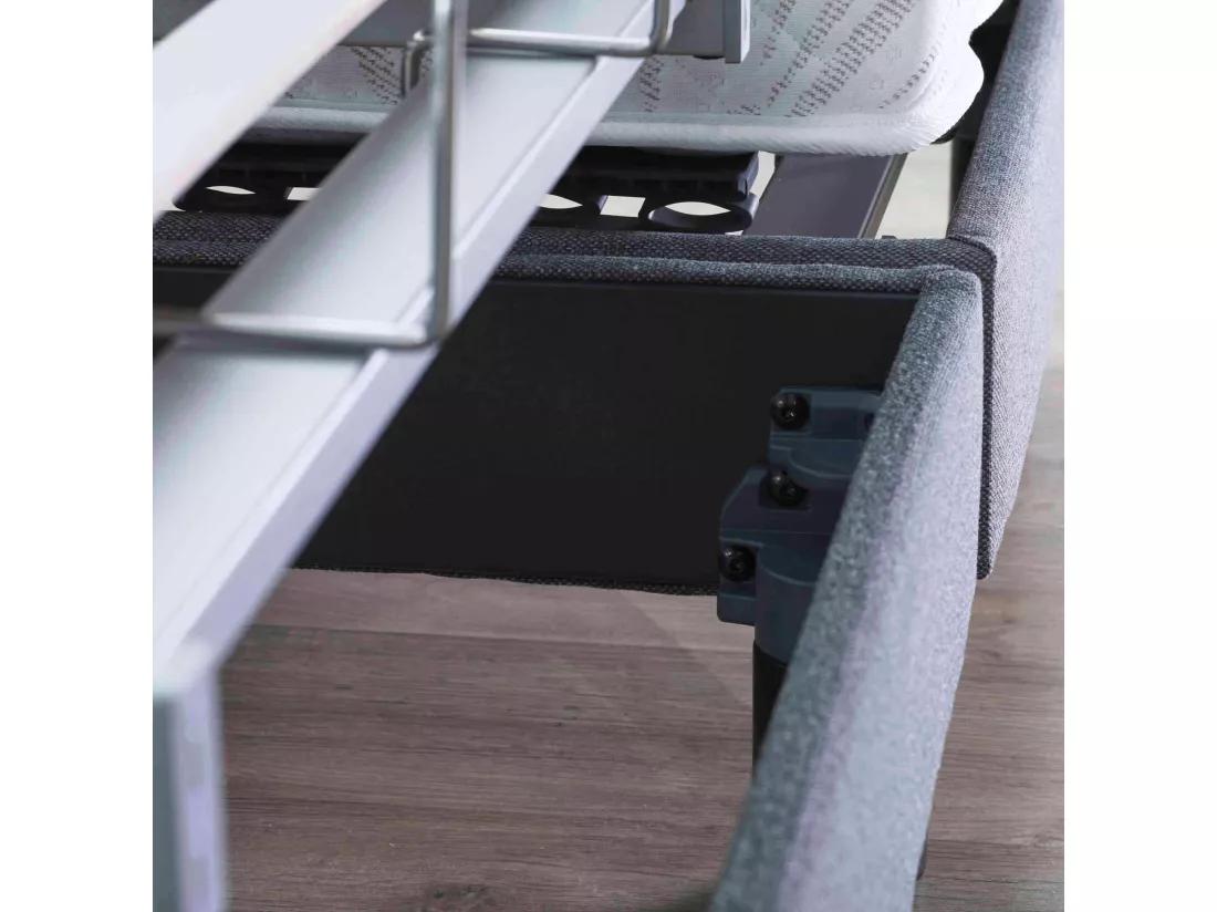 Sommier électrique de relaxation lattes + plots tissu taupe 2x80x200