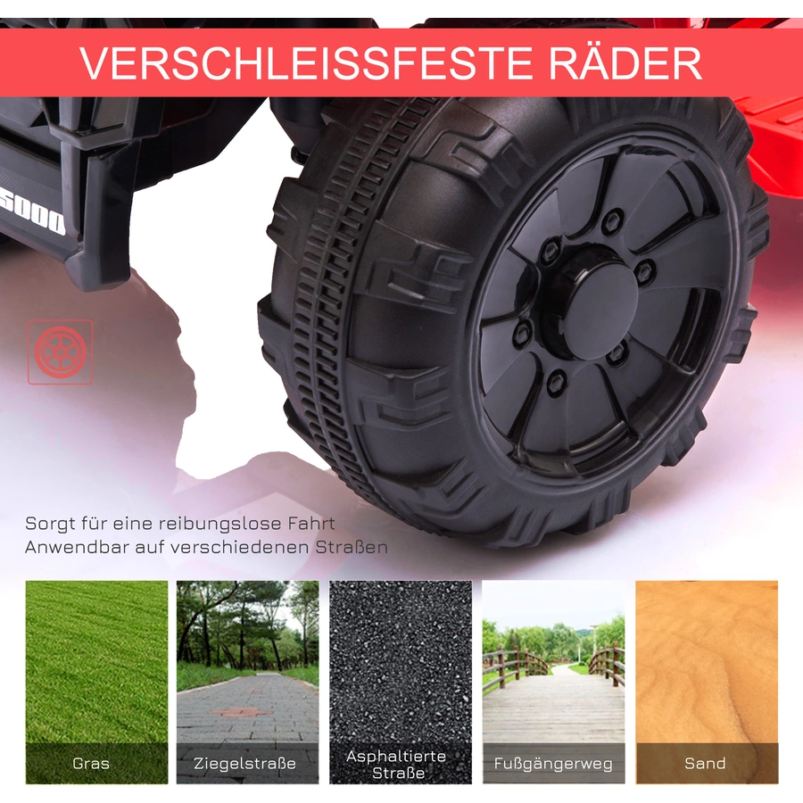 HOMCOM Elektroquad 6V Akku Elektroauto LED Frontlicht rot