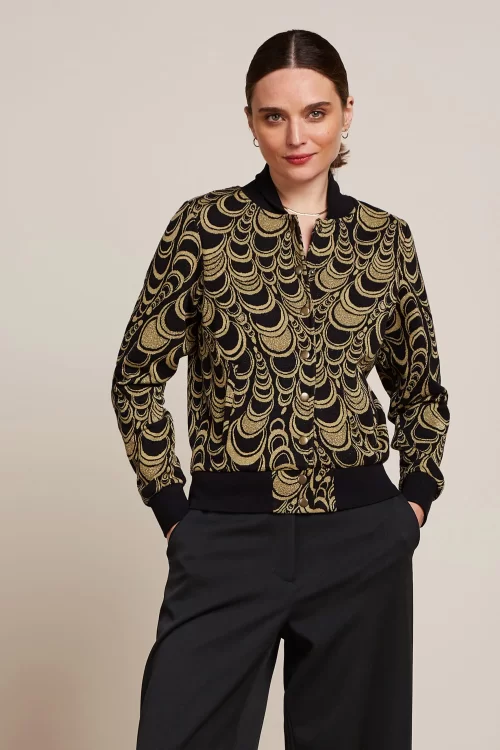 King Louie Cleo Bobbin Jacquard Jacket in zwart en goud