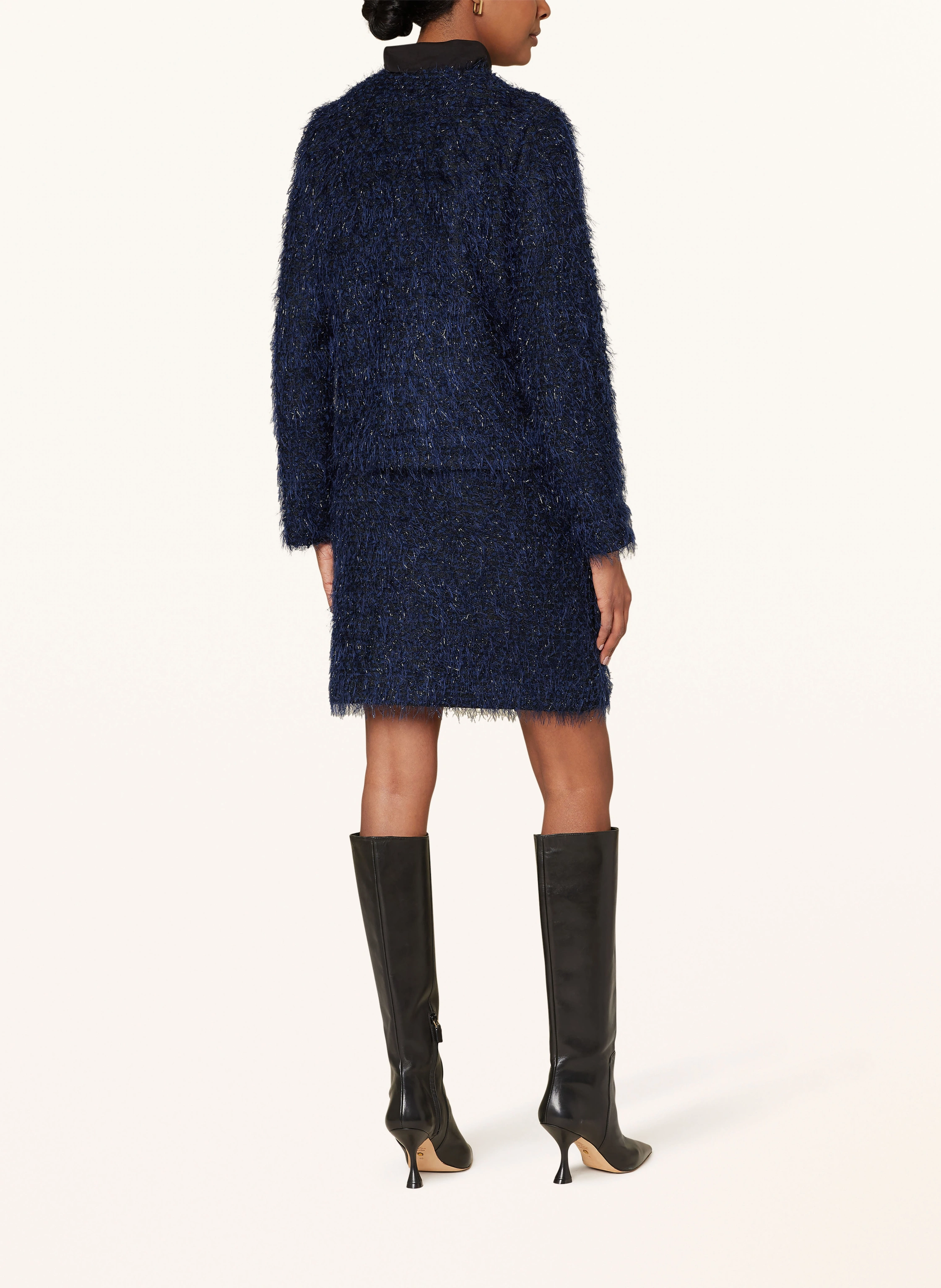 SEM PER LEI Bouclé-Jacke mit Glitzergarn und Schmucksteinen