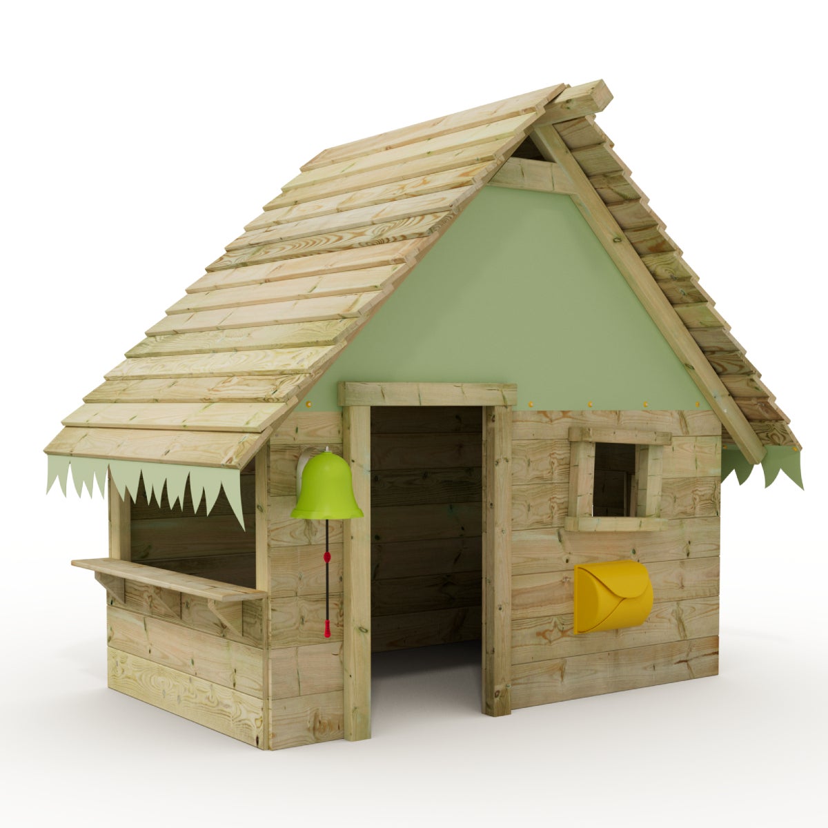 WICKEY Kinder Speelhuis Tipi met Houten Dak en Raam - Pastelgroen