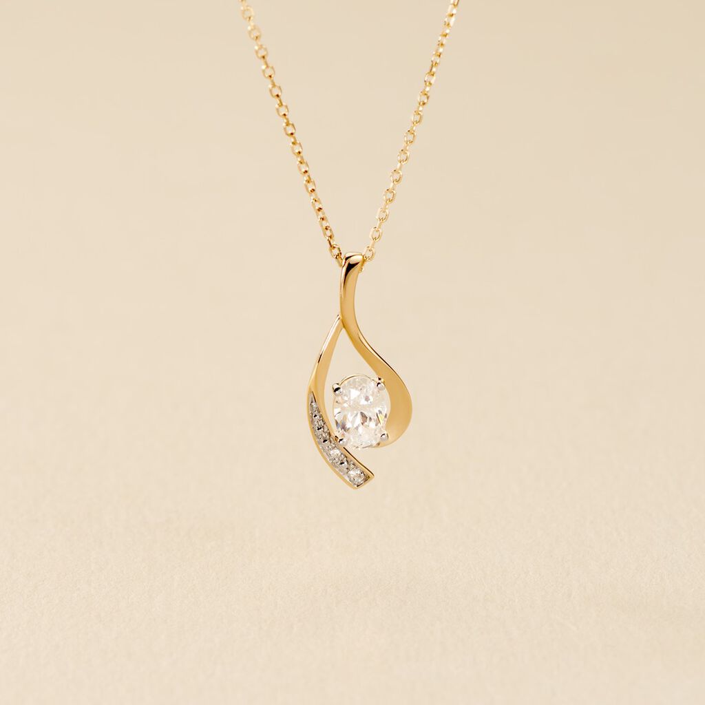 Collier Or Jaune Sagesse Oxydes De Zirconium