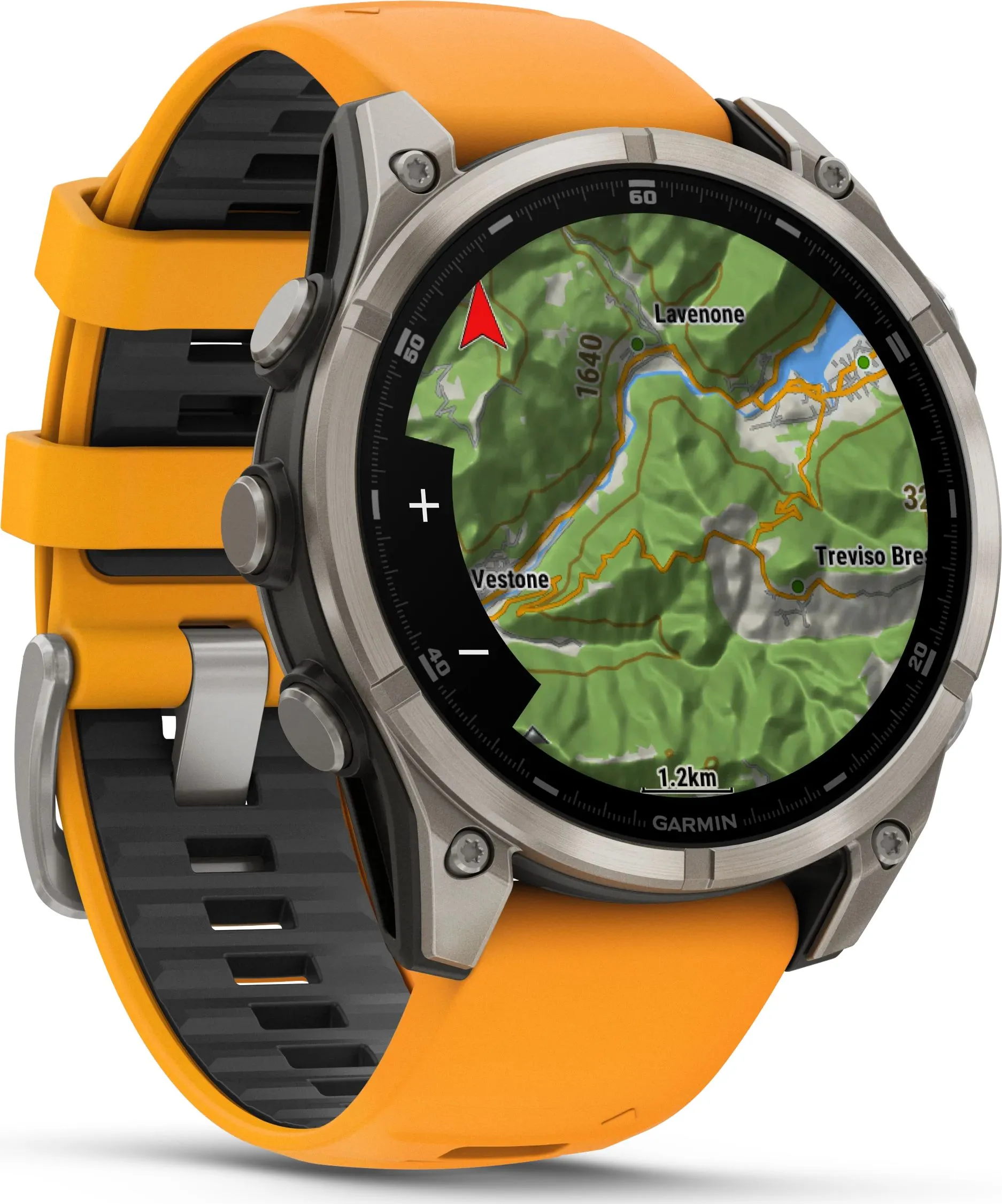 Garmin Fenix 8 Amoled 47mm, Sapphire Titanium - Spark Orange/Graphite Silicone Strap