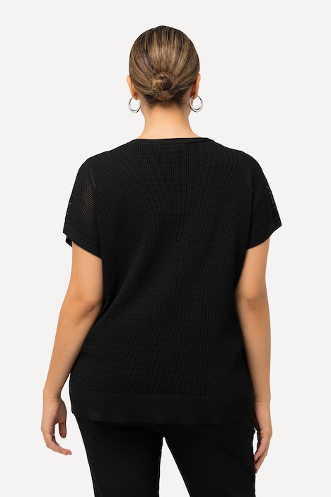 Pullover, Struktur, Oversized, V-Ausschnitt, ärmellos