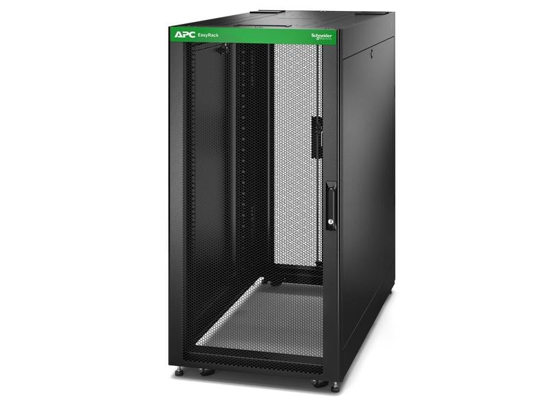 APC Netzwerkschrank Easy Rack ER6402 24HE / Schwarz APC Easy Rack 600mm/24HE/1000mm mit Dach, Seitenwand, Rollen, Füssen und 4 Halterungen, ohne Boden, schwarz