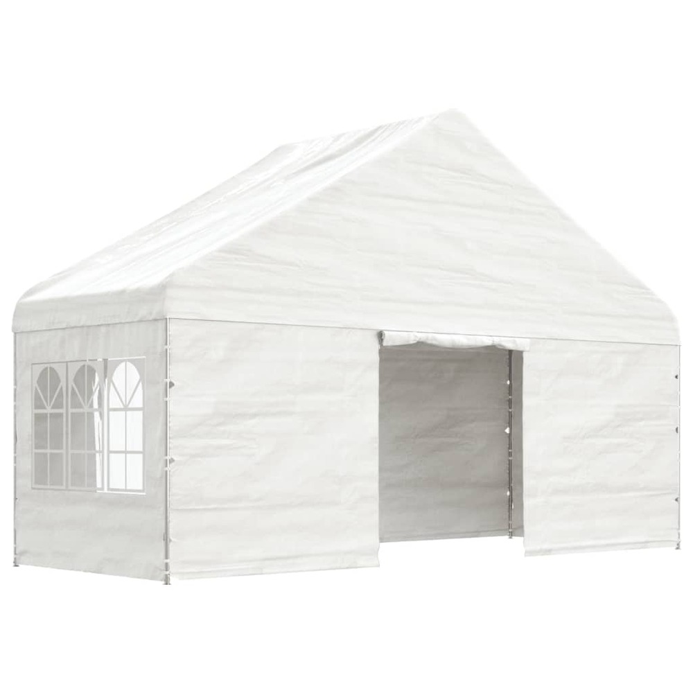 Belvédère avec toit blanc 6,69x5,88x3,75 m polyéthylène