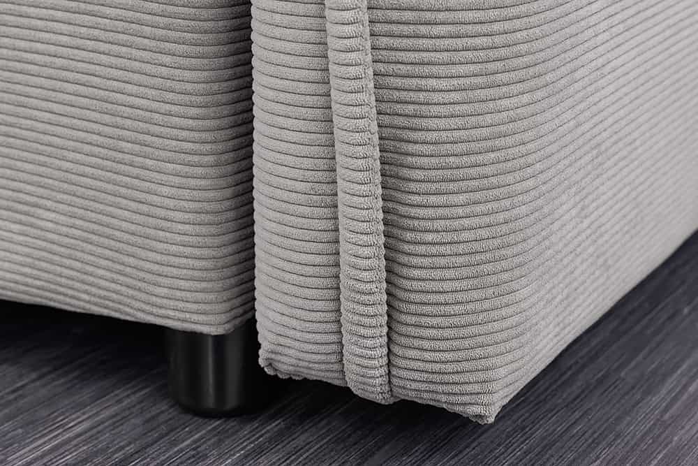 Design Schlafsofa APARTMENT 215cm grau Cord 3-Sitzer Couch inkl. Bettkasten Kissen