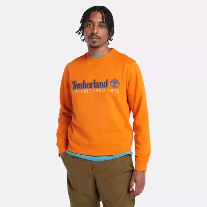 Moletom masculino laranja com gola redonda e logo 