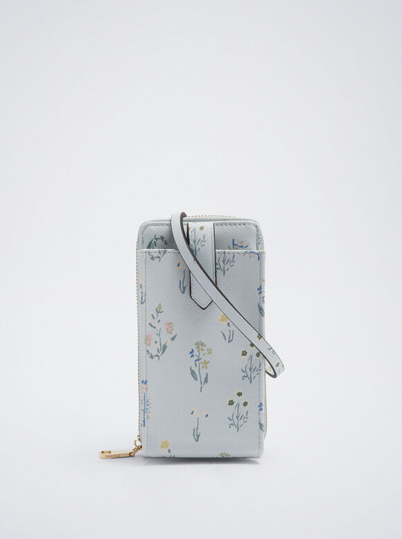 Bolsa para celular com estampa floral - Azul