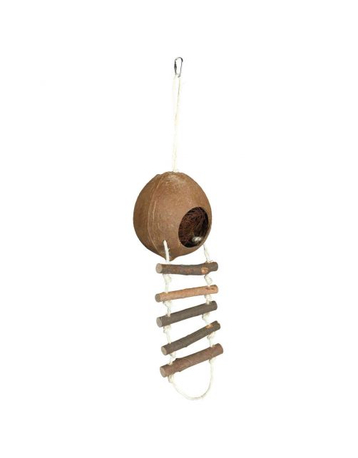 Trixie Kokosnoothuis Met Touwladder - Kooi Accessoire - Ø13x56 cm