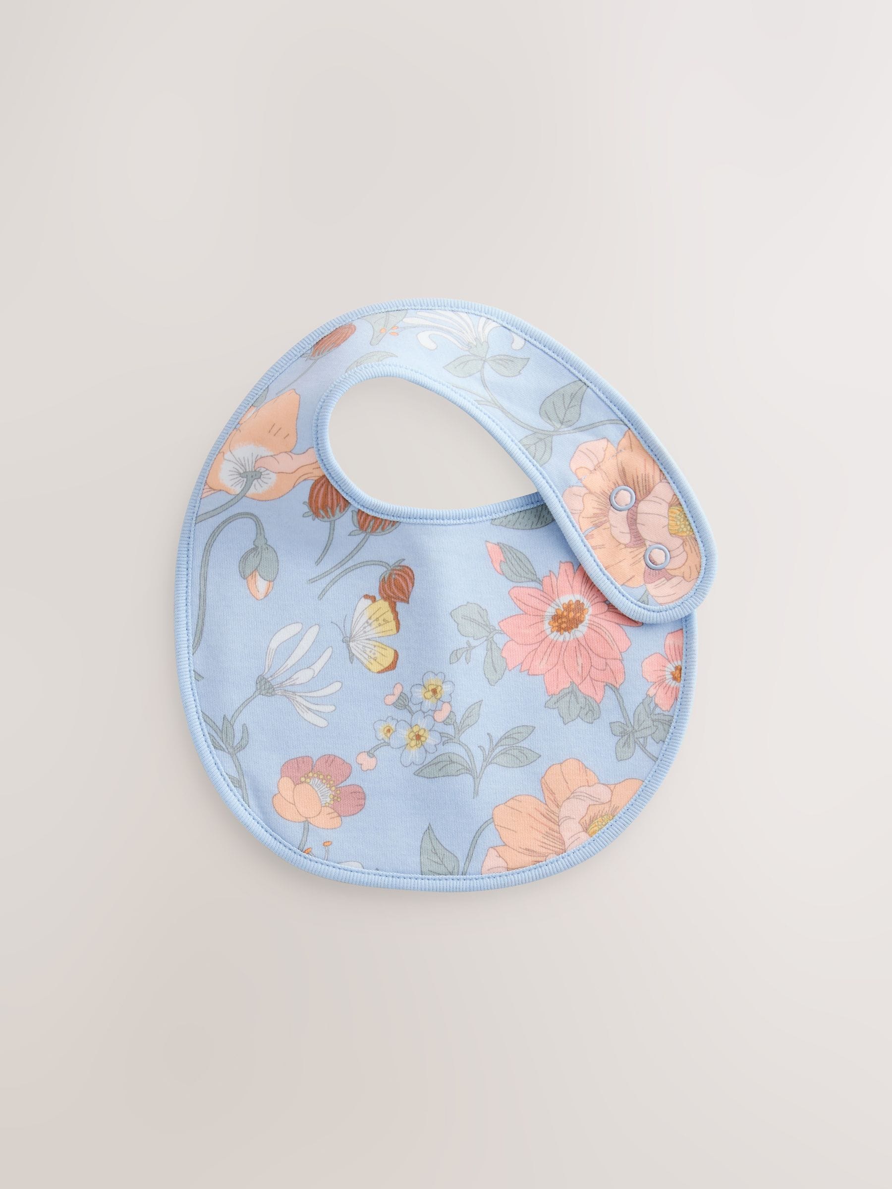 Zwart bloemenprint - 3 Babyslabbetjes
