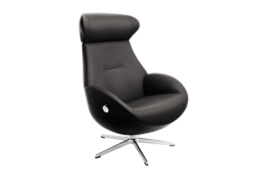 Globe lenestol Hud Zero 89 black og aluminium understell med svingretur.
