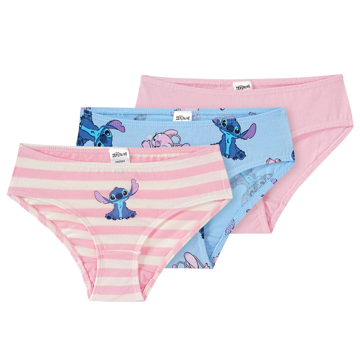 Topolino 3 Disney Stitch Slips im Set rosa / cremeweiss / hellblau