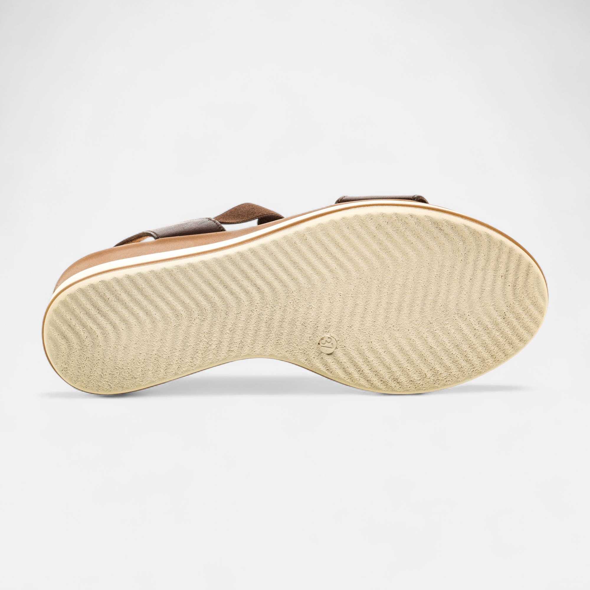 Nu-pieds à talon compensé Femme en cuir marron